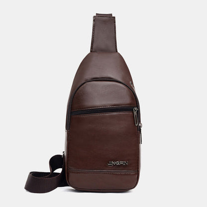 Men’s PU-Leather Sling Bag – Compact Crossbody Chest Pack with Adjustable Strap and Zip Pockets