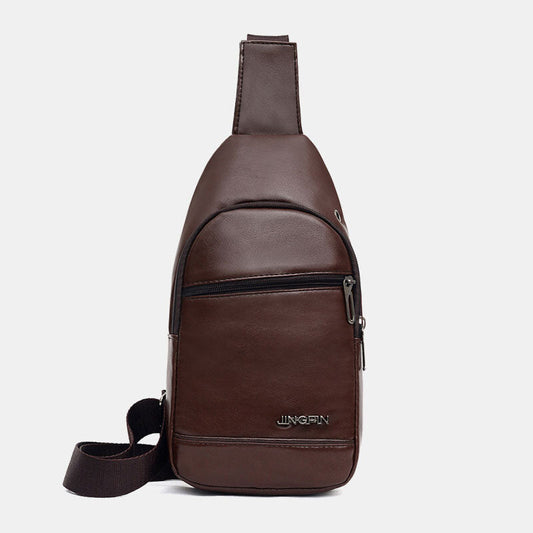 Men’s PU-Leather Sling Bag – Compact Crossbody Chest Pack with Adjustable Strap and Zip Pockets