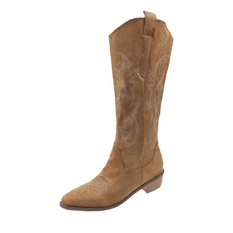 Women's Heeled Embroidered Chunky Chelsea Boots