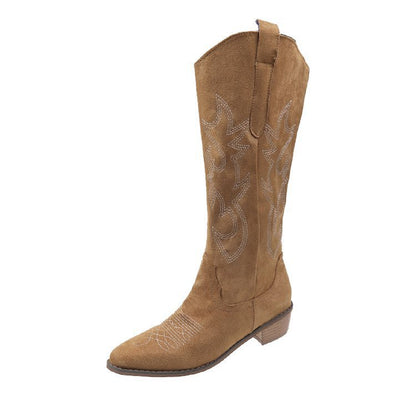 Women's Heeled Embroidered Chunky Chelsea Boots
