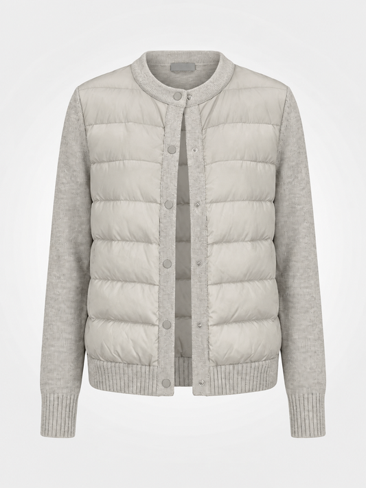 Women’s Quilted Knit Cardigan Jacket – Lightweight Padded Button-Front Winter Layer for Elegant Everyday Styling