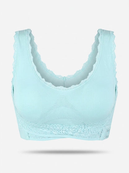 Women’s Wireless Lace Support Bra – Wide-Strap Longline Style for Everyday Comfort