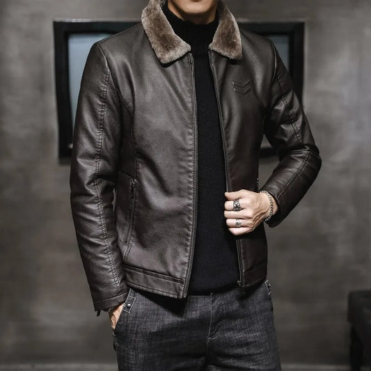 Men’s Faux-Fur Collar Jacket – Windproof Winter Layer for Cold-Weather Everyday Wear