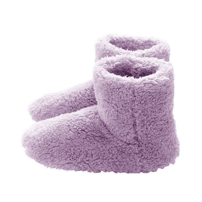 Women’s USB-Heated Plush Winter Boot Slippers – Washable Non-Slip Indoor Electric House Shoes for Cold-Weather Comfort