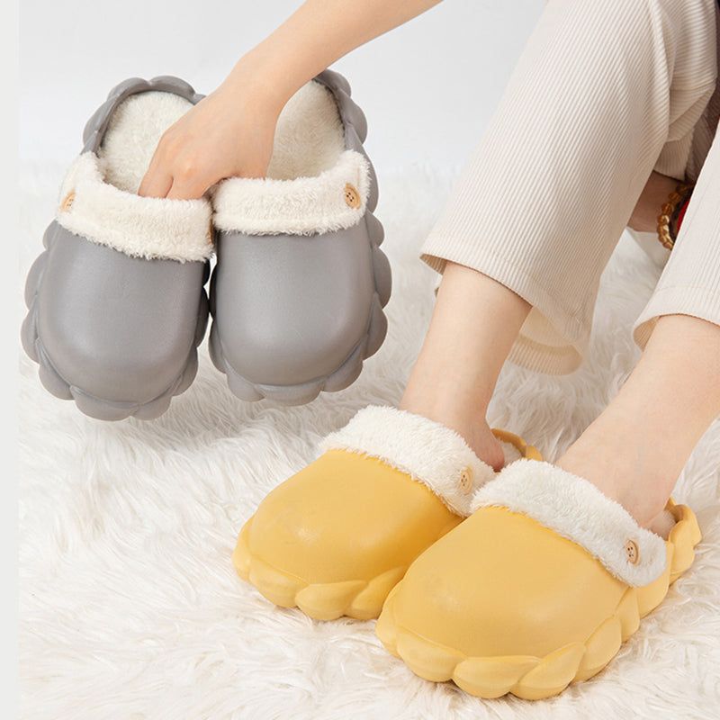 Women's Faux Fur Lined Waterproof Washable Platform Clog Slippers