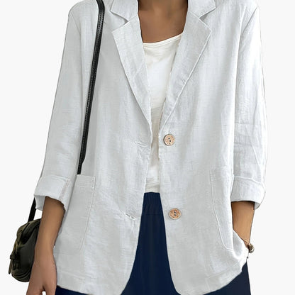 Women’s Relaxed Blazer – Two-Button Front with Roll-Up Sleeves