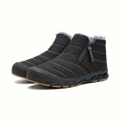 Men’s Fur-Lined Quilted Winter Boots – Warm Side-Zip Non-Slip Outdoor Shoes for Everyday Cold-Weather Wear