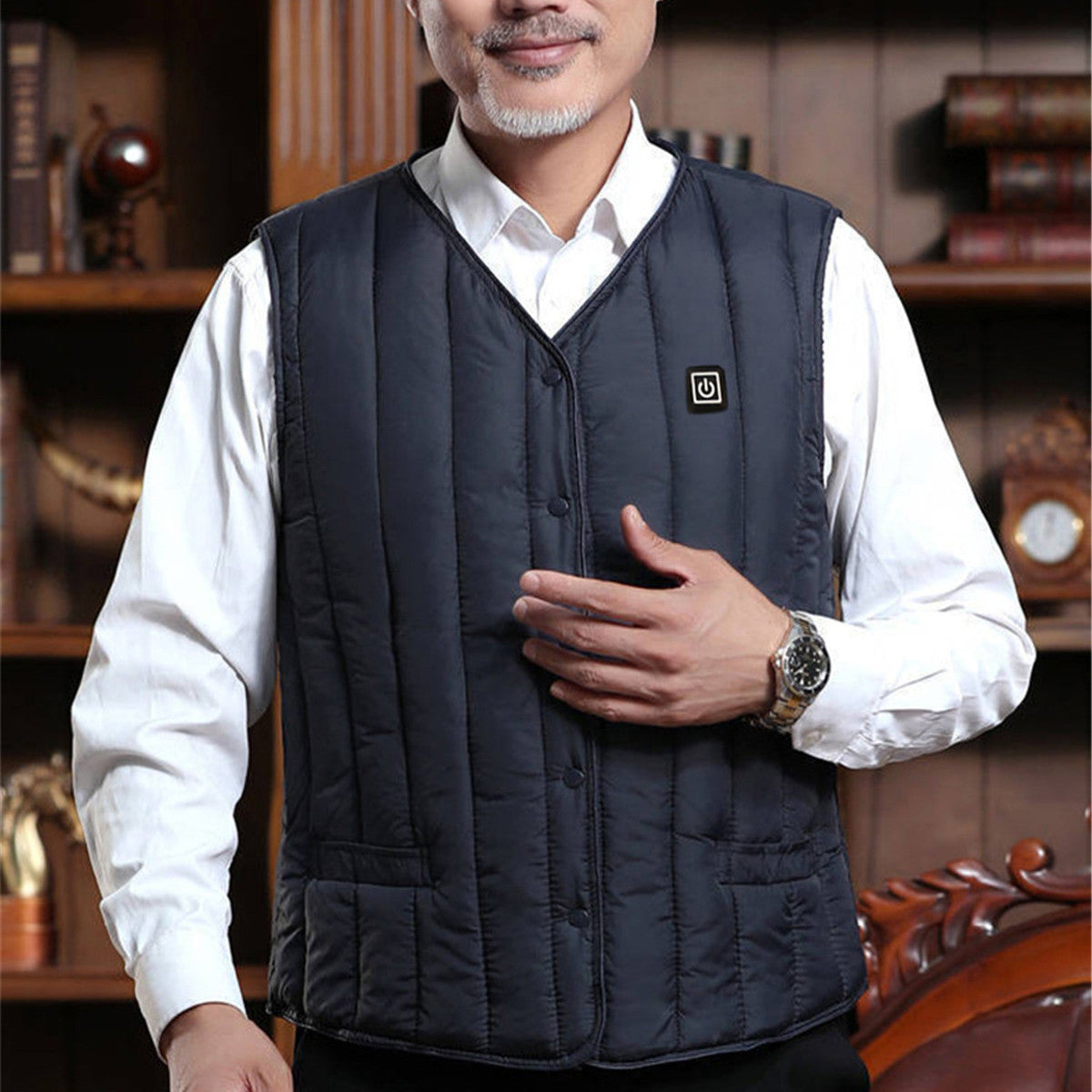 Men’s USB Heated Vest – Quilted Sleeveless Winter Layer with Adjustable Heat Control