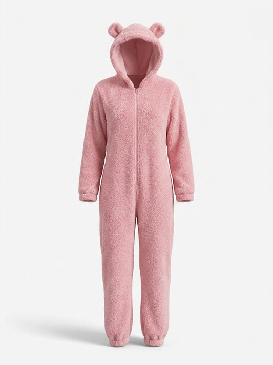Women’s Hooded Fleece Onesie – Cosy Zip-Up Winter Loungewear for Cold Nights
