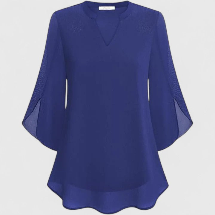 Women’s Elegant Blouse – Flowing V-Neck Blouse with Wide Flared Sleeves