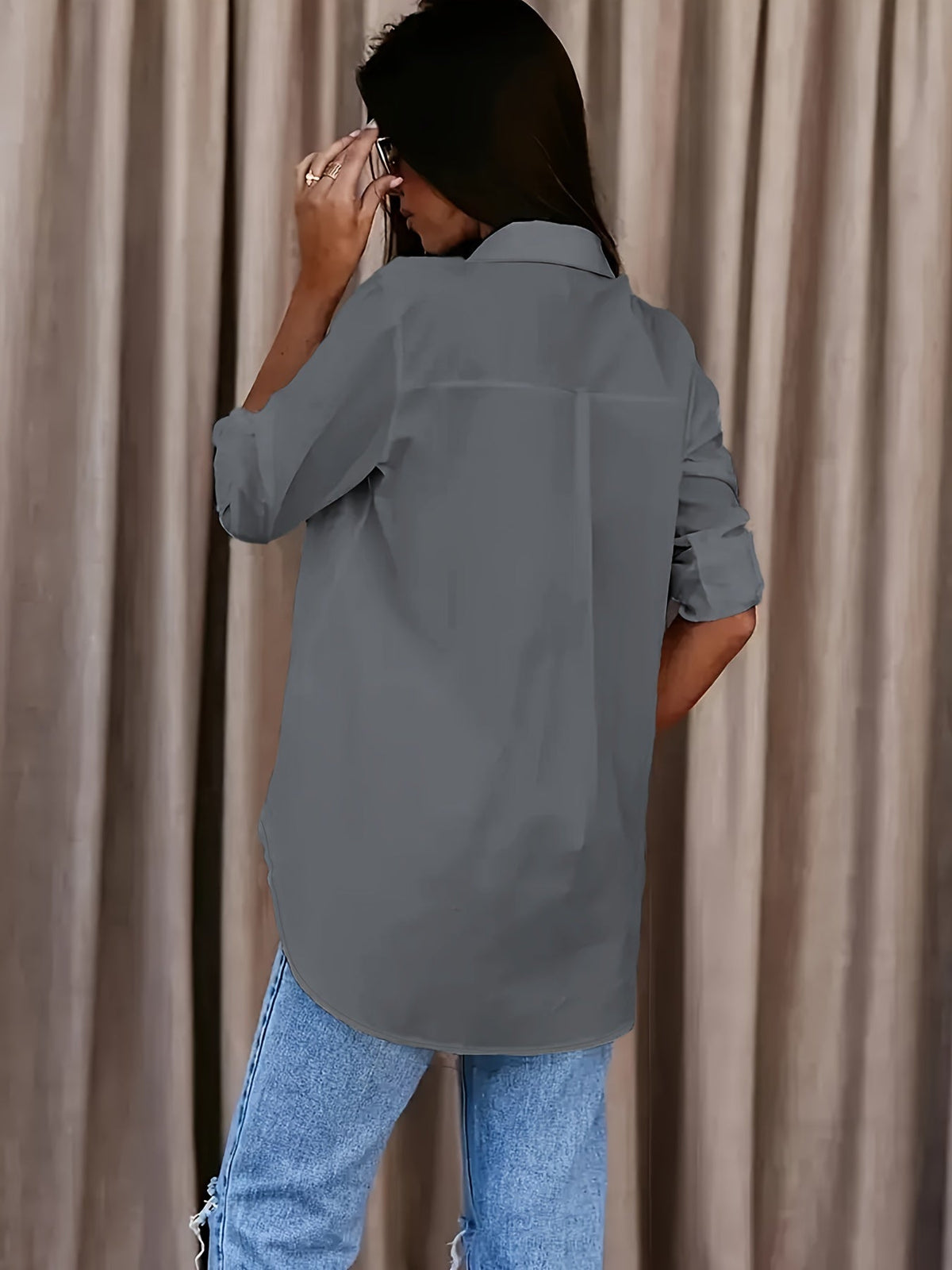Women’s Relaxed Shirt Blouse – Classic Collar with Button Front