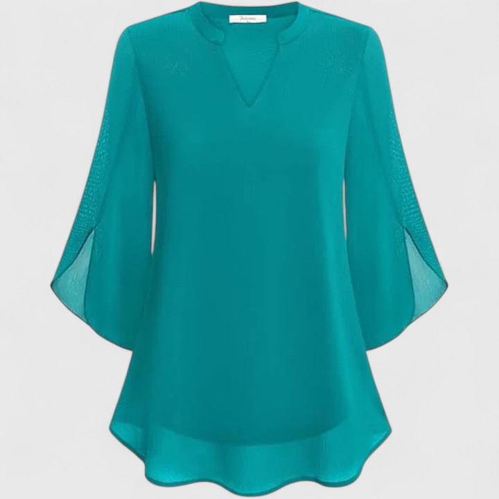 Women’s Elegant Blouse – Flowing V-Neck Blouse with Wide Flared Sleeves