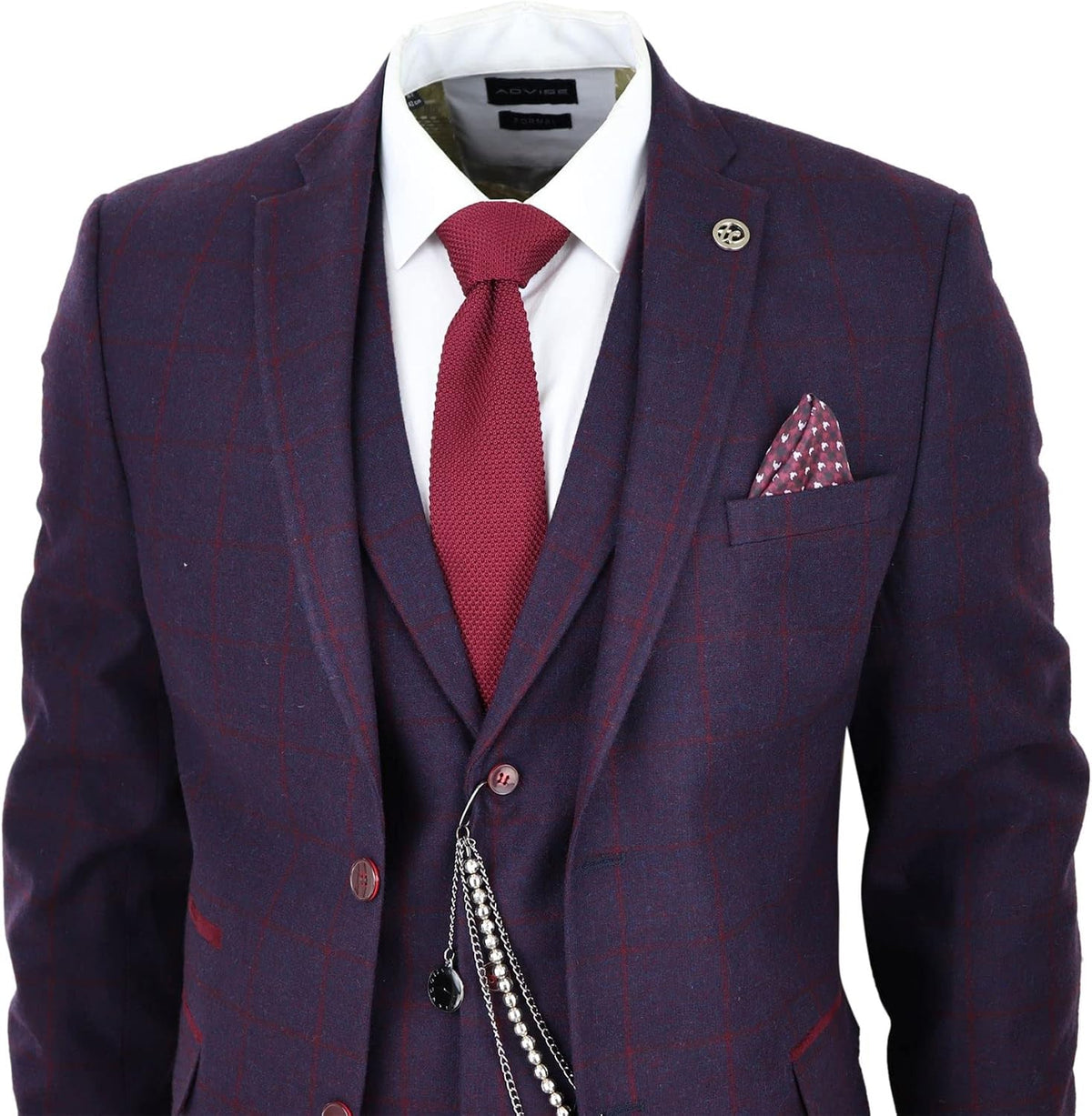 Men’s Wool Tweed Three-Piece Suit – Tailored Formal Set for Weddings and Events