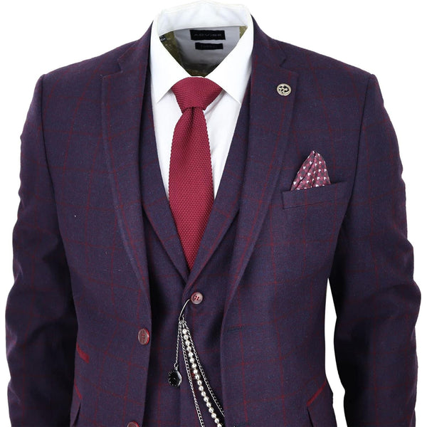 Men’s Wool Tweed Three-Piece Suit – Tailored Formal Set for Weddings and Events