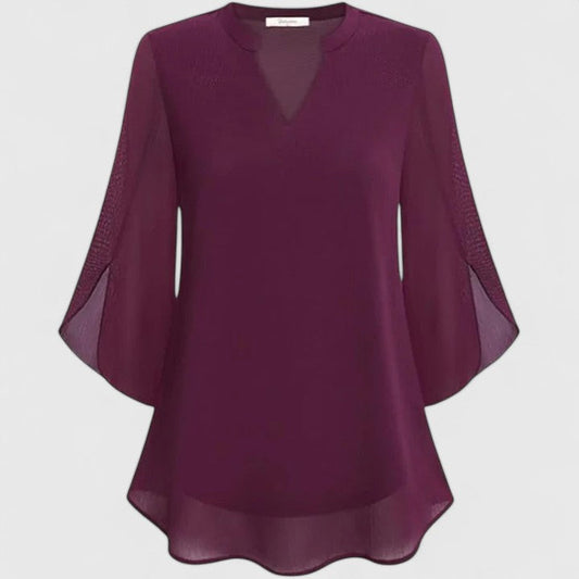 Women’s Elegant Blouse – Flowing V-Neck Blouse with Wide Flared Sleeves