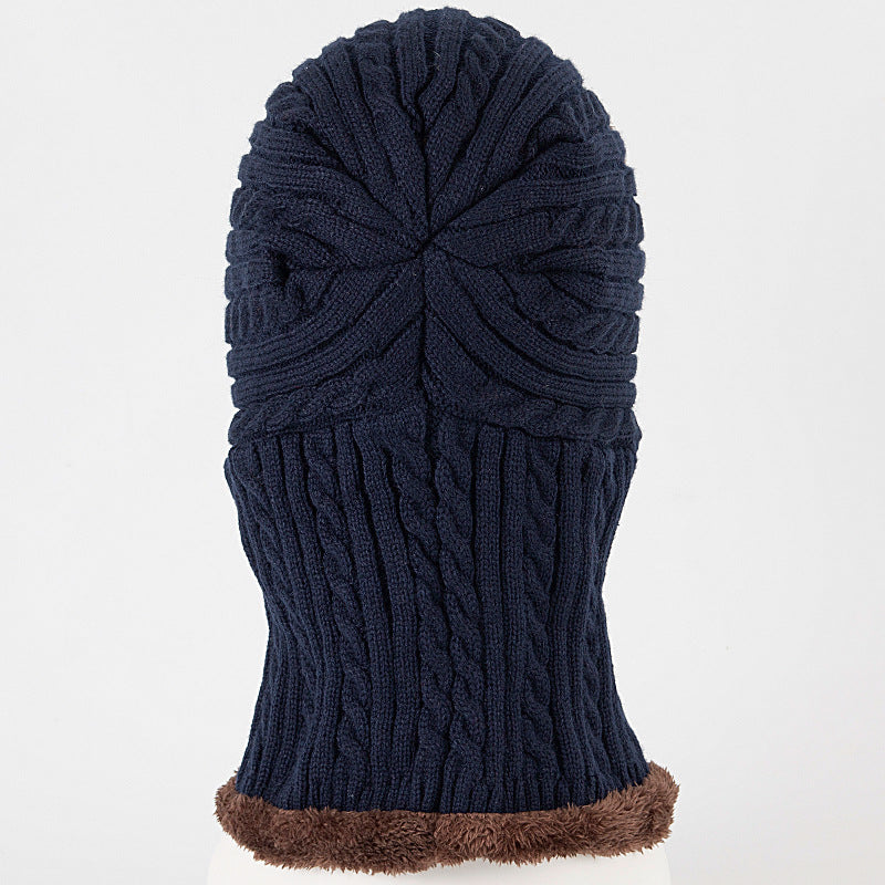 Women’s Knitted Balaclava Hood Scarf – Plush-Lined Cable-Knit Windproof Winter Neck Warmer with Adjustable Drawcord