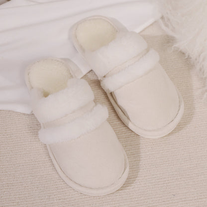 Women's Faux Fur Lined Thick-Sole Platform Clog Slippers - Beige
