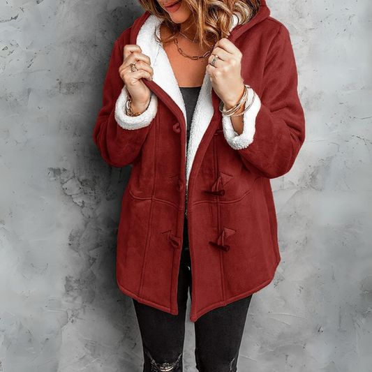 Women’s Sherpa-Lined Hooded Duffle Jacket – Warm Toggle-Front Winter Layer for Everyday Cold-Weather Wear