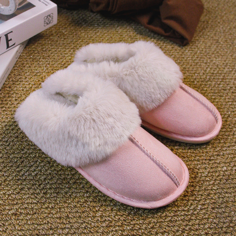 Women's Suede-Look Faux Fur Lined Platform Clog Slippers