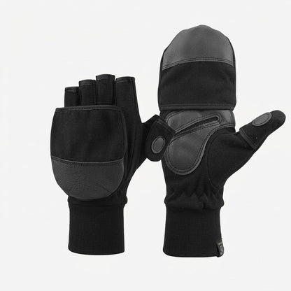 Men’s Convertible Thermal Winter Gloves – Wind-Resistant Fingerless Mittens with Grip Palms