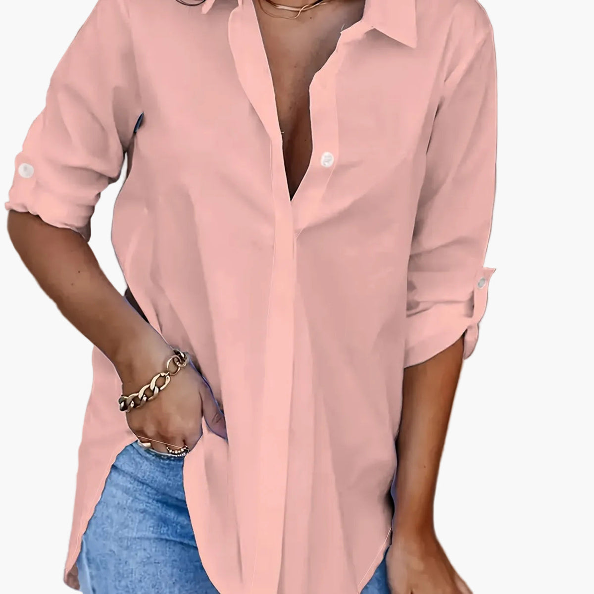 Women’s Relaxed Shirt Blouse – Classic Collar with Button Front