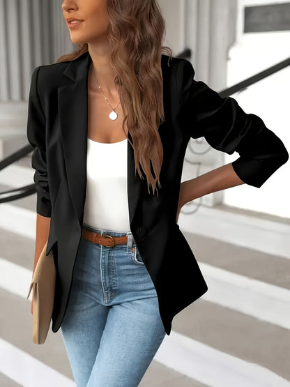 Women’s Relaxed One-Button Blazer – Smart Office Layer for Business Casual Wear