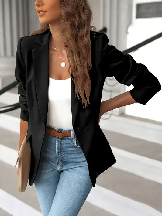 Women’s Relaxed One-Button Blazer – Smart Office Layer for Business Casual Wear