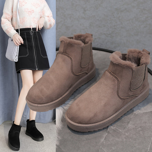 Women's Faux Fur Lined Heeled Snow Boots - Black (US 4-11)