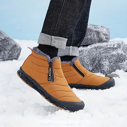 Men’s Fur-Lined Quilted Winter Boots – Warm Side-Zip Non-Slip Outdoor Shoes for Everyday Cold-Weather Wear