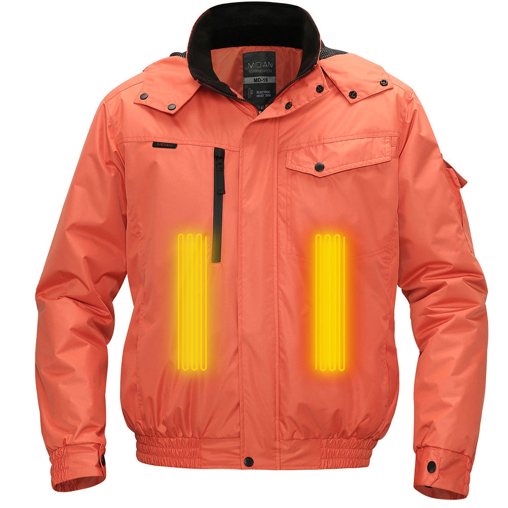 Men’s USB Heated Winter Jacket – Waterproof Hooded Thermal Coat with Adjustable Warmth