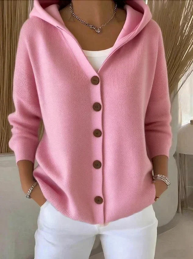 Women’s Hooded Cardigan – Soft Fleecy Knit with Side Pockets