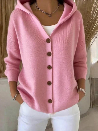 Women’s Hooded Cardigan – Soft Fleecy Knit with Side Pockets
