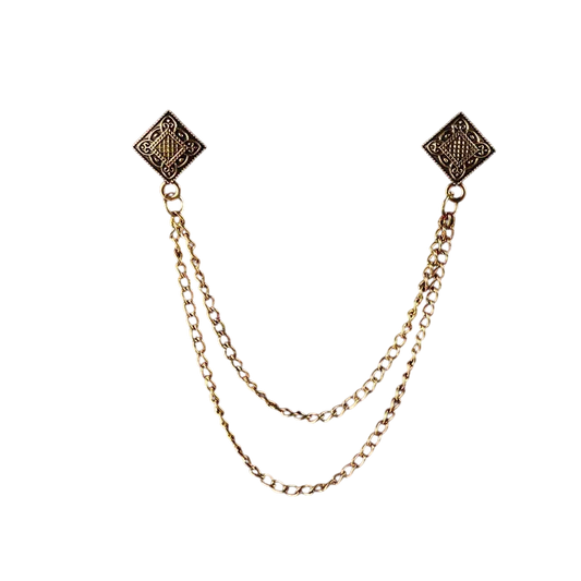 Men’s Double Chain Brooch – Vintage-Inspired Accent for Jackets and Formalwear