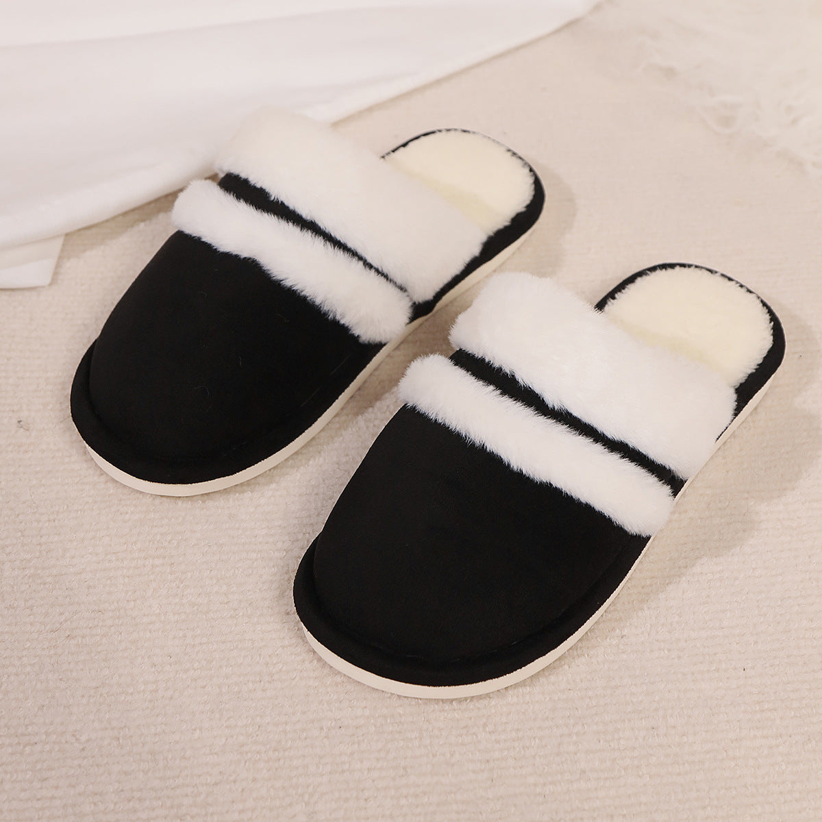 Women's Faux Fur Lined Thick-Sole Platform Clog Slippers - Beige