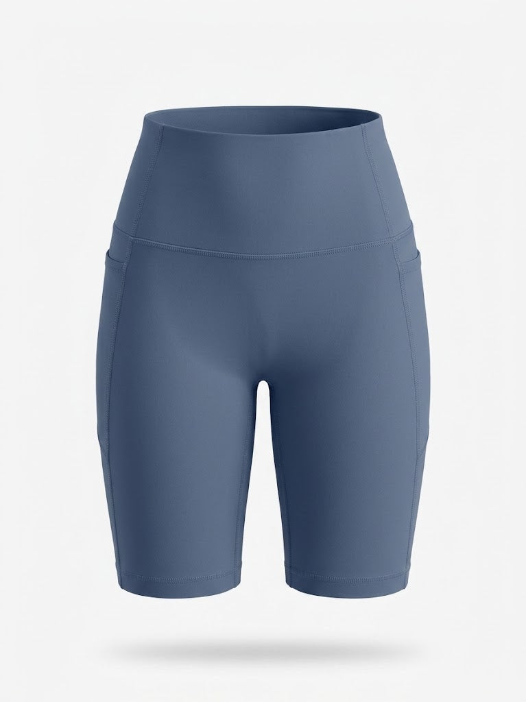 Women’s High-Waisted Cycling Shorts – Stretch Pocket Activewear for Training and Running