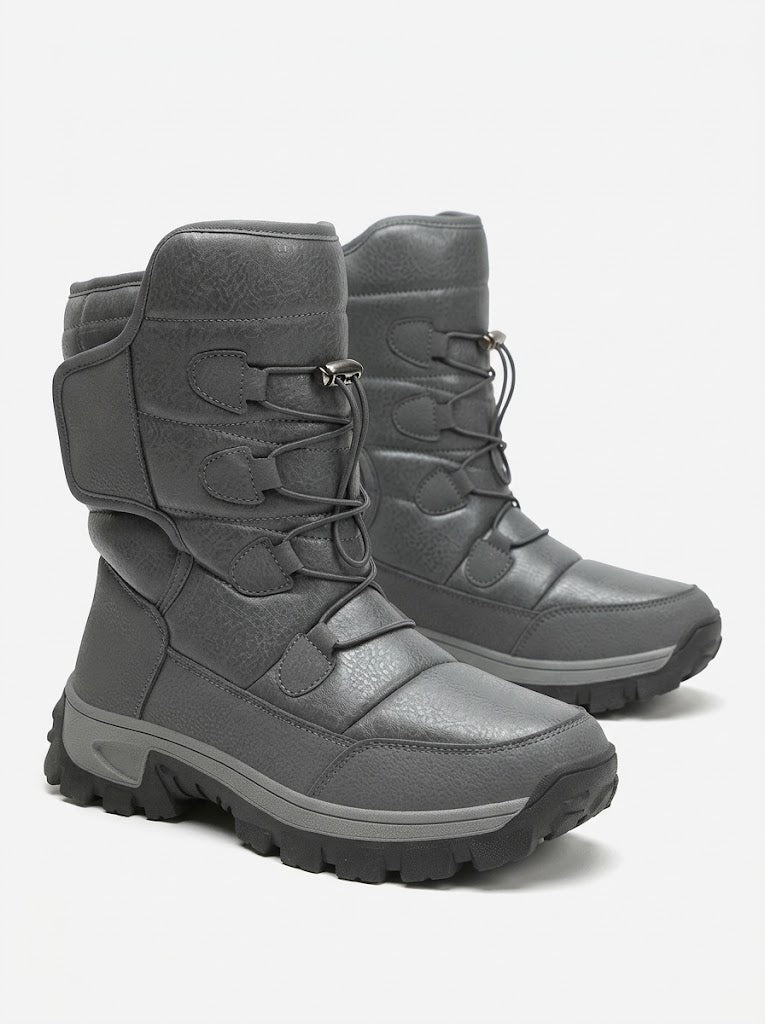 Men’s Plush-Lined Snow Boots – High-Top Winter Boots with Gripped Sole for Outdoor Wear