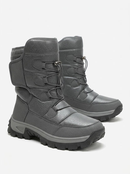 Men’s Plush-Lined Snow Boots – High-Top Winter Boots with Gripped Sole for Outdoor Wear