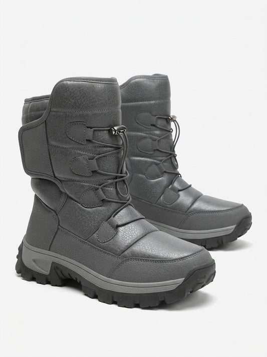Men’s Plush-Lined Snow Boots – High-Top Winter Boots with Gripped Sole for Outdoor Wear