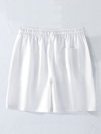 Men’s Textured Waffle Resort Set – Button Shirt with Linen Cotton Drawstring Shorts