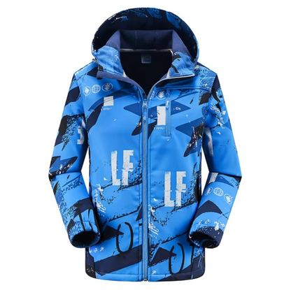 Women’s Printed Hooded Softshell Jacket – Thermal Windproof Outdoor Layer with Waterproof Protection for Hiking and Winter Activities