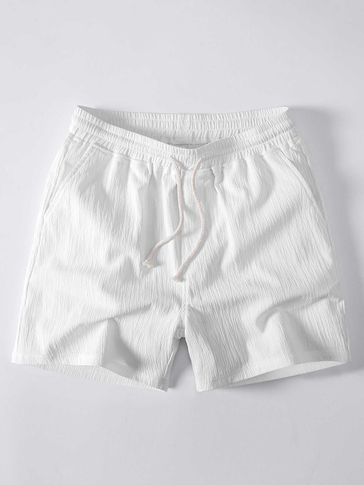 Men’s Printed Open-Knit Holiday Set – Button Shirt with Crinkle Drawstring Shorts