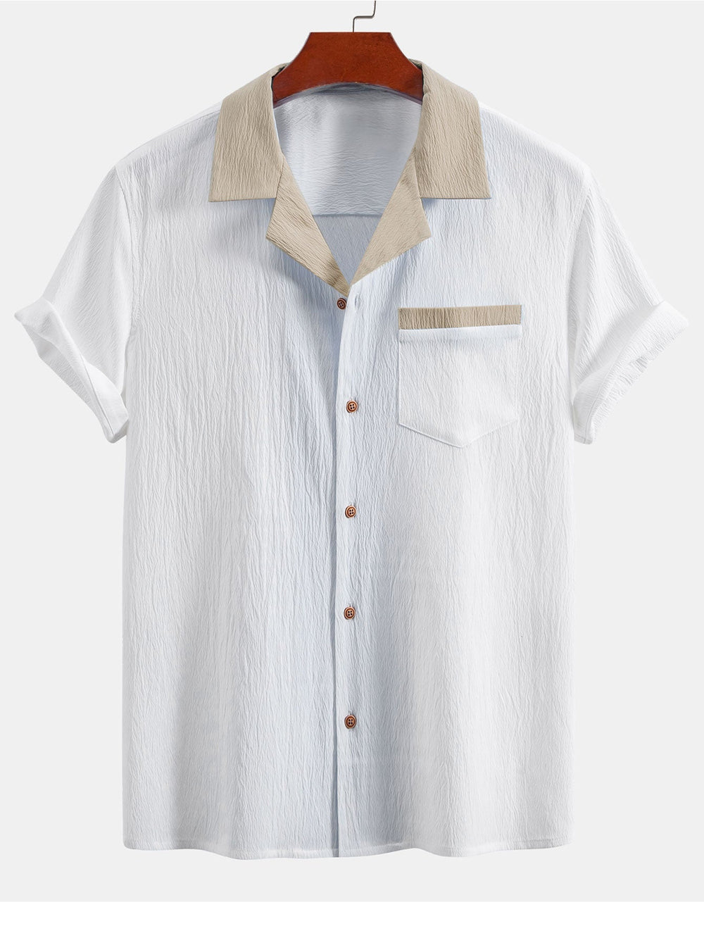 Men’s Crinkle Cuban Collar Co-Ord – Lightweight Shirt and Drawstring Shorts