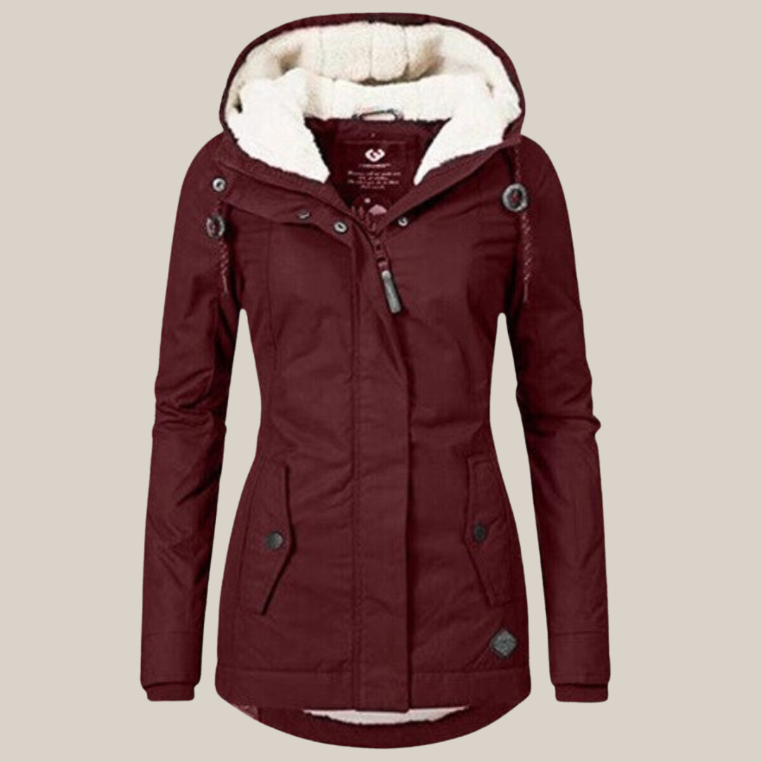 Women’s Parka – Teddy-Lined Hooded Coat with Two-Way Zip