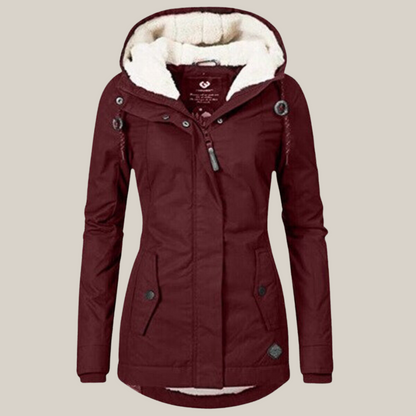 Women’s Parka – Teddy-Lined Hooded Coat with Two-Way Zip