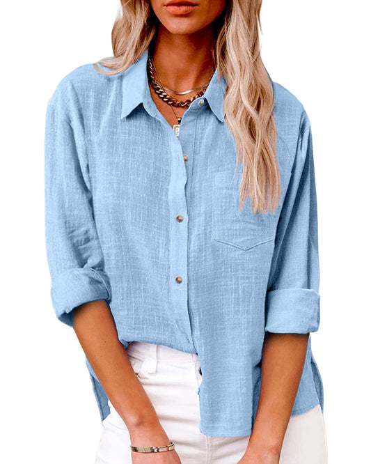 Women’s Oversized Shirt – Chest Pocket with Long Sleeves
