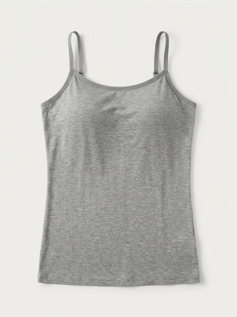 Women’s Built-In Bra Camisole Top – Supportive Spaghetti-Strap Layer for Everyday Wear