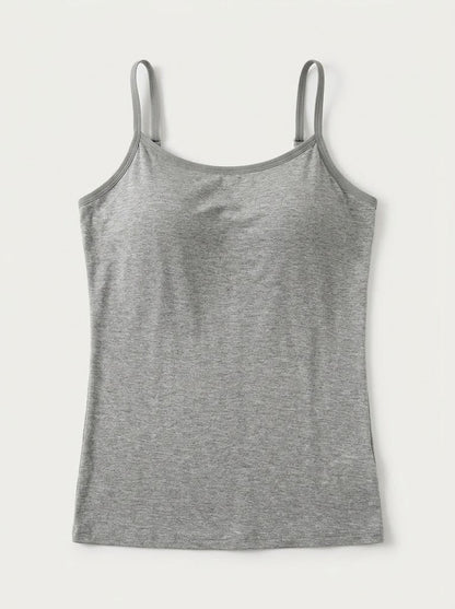Women’s Built-In Bra Camisole Top – Supportive Spaghetti-Strap Layer for Everyday Wear