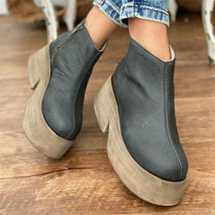 Women's Platform Round-Toe Chunky Chelsea Boots