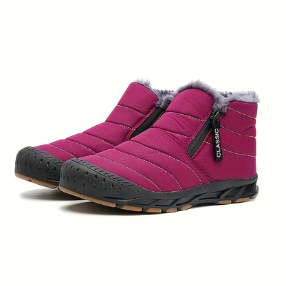 Men’s Fur-Lined Quilted Winter Boots – Warm Side-Zip Non-Slip Outdoor Shoes for Everyday Cold-Weather Wear