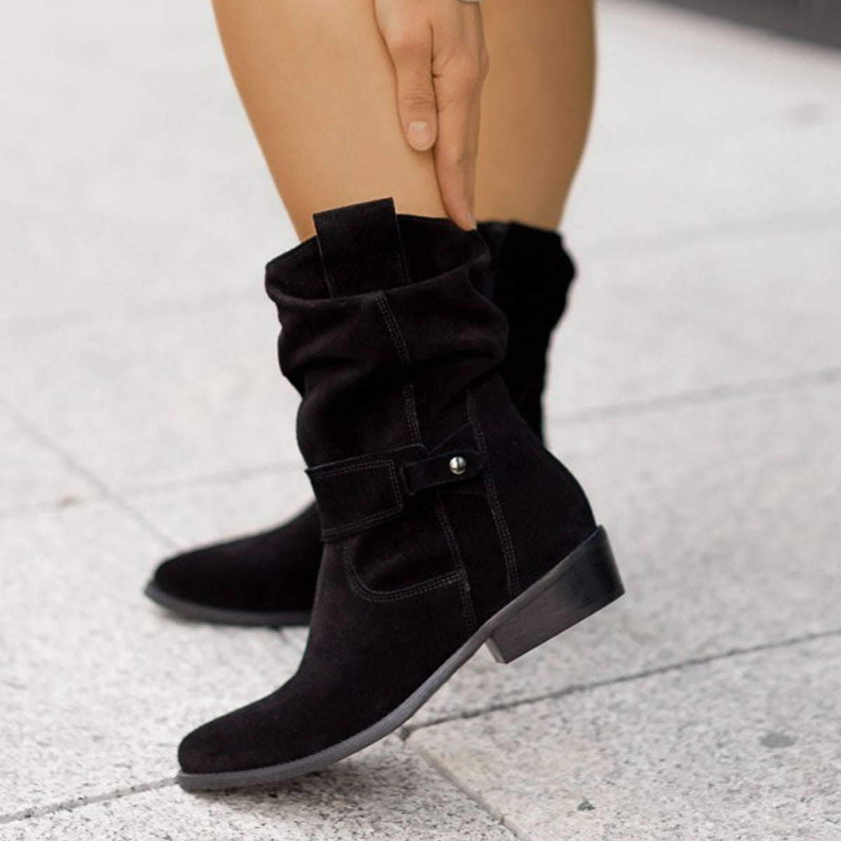 Women's Suede-Look Side Zip Knee-High Boots